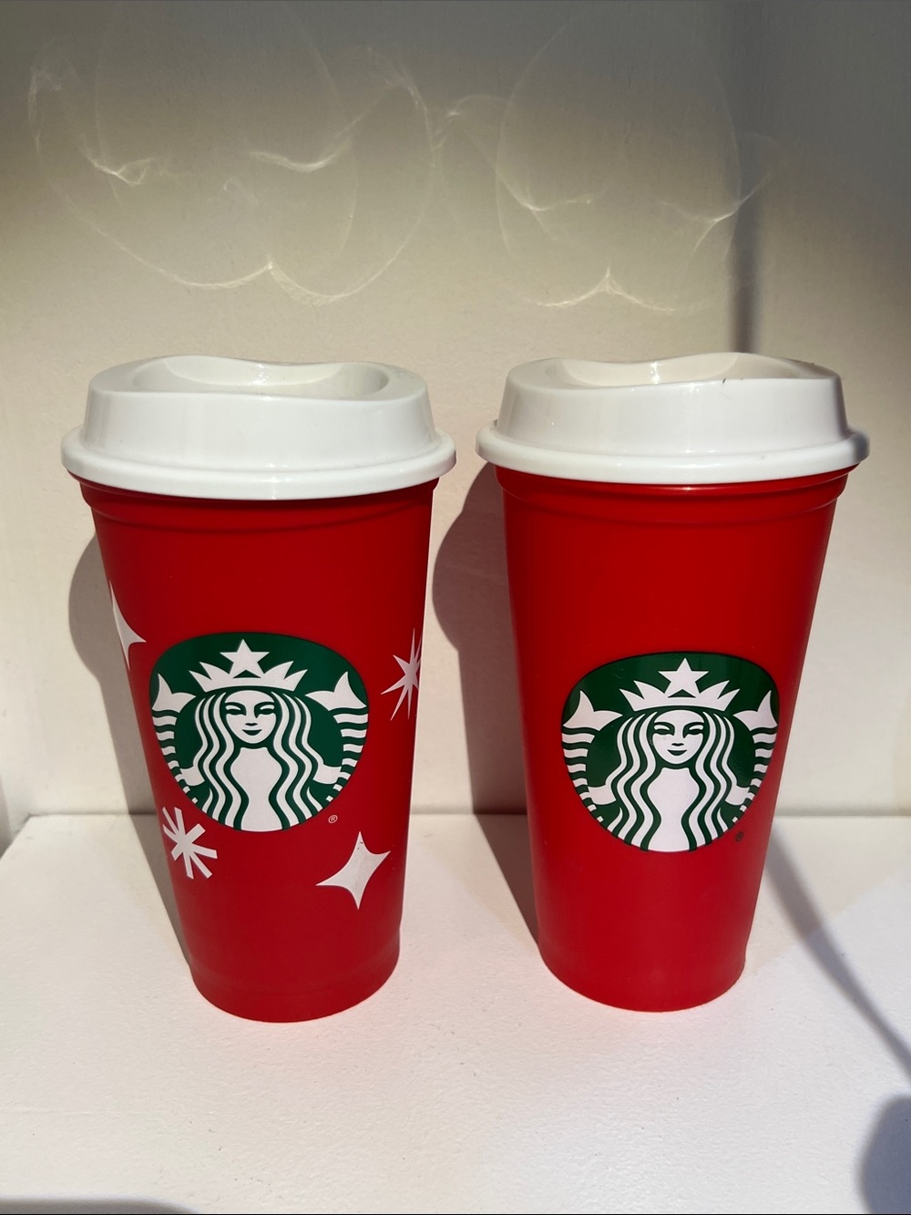 Starbucks Holiday Cup Lot of 2 Red Cups